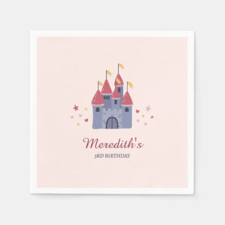 Pastel Pink Bezauberndes Party Burg Herz und Stern Serviette
