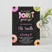 Pastel Pink Black Donut Geburtstagseinladungen Einladung (Stehend Vorderseite)