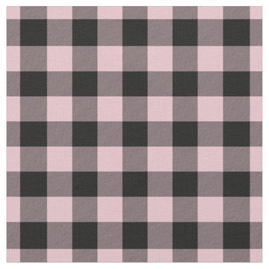 Pastel Pink & Black Plaid Gingham Stoff (Nahaufnahme)