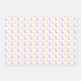 PASTEL PINK BLAU LILA GREEN EASTER BUNNIES GESCHENKPAPIER SET