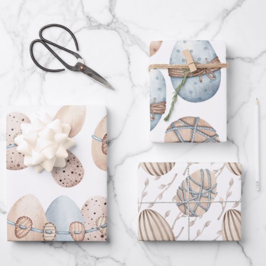 PASTEL PINK & BLAUE EASTER GESCHENKPAPIER SET (Vorderseite)