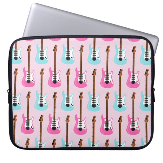 PASTEL PINK & BLAUE ELEKTRISCHE GITAREN LAPTOPSCHUTZHÜLLE (Vorderseite)