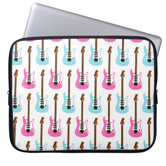 PASTEL PINK & BLAUE ELEKTRISCHE GITAREN LAPTOPSCHUTZHÜLLE (Vorderseite)