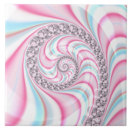Pastel Pink Blue Candy Cane Spiral Fliese (Vorderseite)