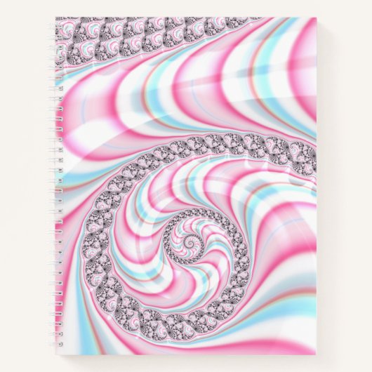 Pastel Pink Blue Candy Cane Spiral Fraktal Math Notizblock (Vorderseite)