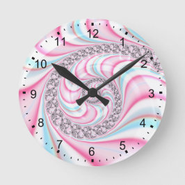 Pastel Pink Blue Candy Cane Spiral Runde Wanduhr