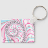 Pastel Pink Blue Candy Cane Spiral Schlüsselanhänger (Vorderseite)