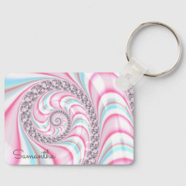 Pastel Pink Blue Candy Cane Spiral Schlüsselanhänger