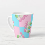Pastel Pink Blue Checkered Dango Latte Tasse (Linke Ecke)