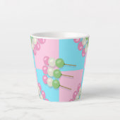 Pastel Pink Blue Checkered Dango Latte Tasse (Vorderseite)