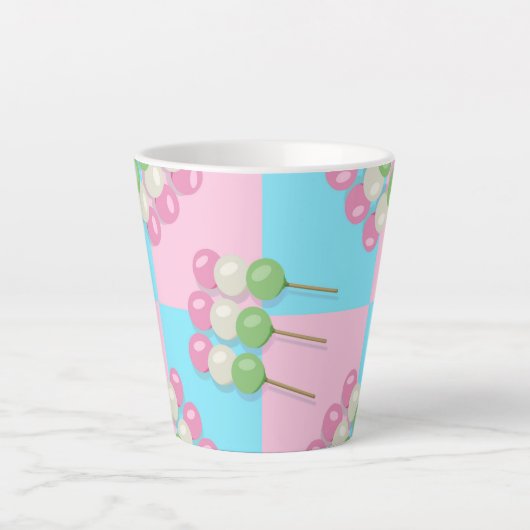 Pastel Pink Blue Checkered Dango Latte Tasse (Vorderseite)