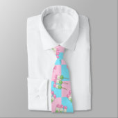 Pastel Pink Blue Checkered Dango Neck Tie Krawatte (Gebunden)