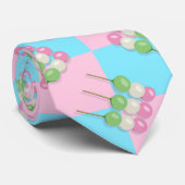 Pastel Pink Blue Checkered Dango Neck Tie Krawatte (Gerollt)