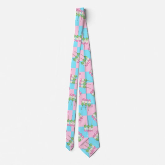 Pastel Pink Blue Checkered Dango Neck Tie Krawatte (Rückseite)