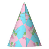 Pastel Pink Blue Checkered Dango Party Hat Partyhütchen (Rückseite)
