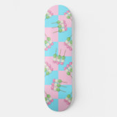 Pastel Pink Blue Checkered Dango Skateboard (Vorderseite)