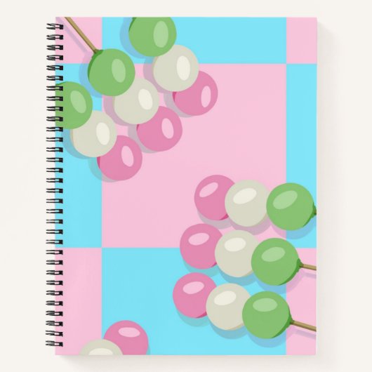Pastel Pink Blue Checkered Dango Spiral Notebook Notizblock (Vorderseite)