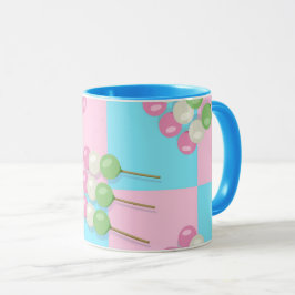 Pastel Pink Blue Checkered Dango Tasse