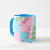 Pastel Pink Blue Checkered Dango Tasse (Vorderseite Links)