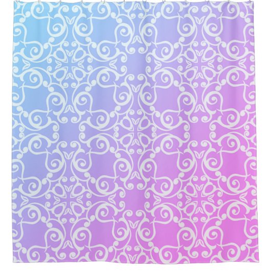 PASTEL PINK BLUE ELEGANT PATTERN DUSCHVORHANG (Vorderseite)