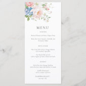 Pastel Pink & Blue Floral Spring Wedding Menu Menükarte (Vorderseite)