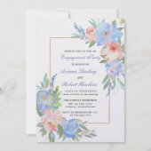Pastel Pink Blue Floral Wedding Verlobung Einladung (Vorderseite)