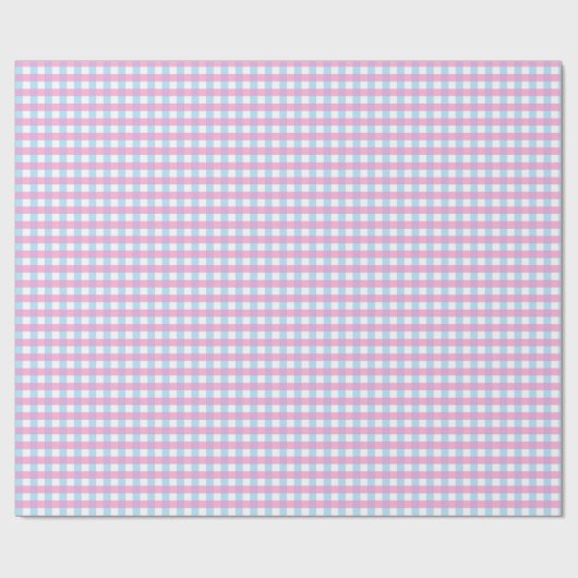Pastel Pink Blue Gingham Kariert Geschenkpapier (Flach)