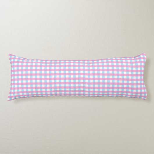 Pastel Pink Blue Gingham Kariert Seitenschläferkissen (Vorderseite)