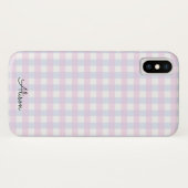 Pastel Pink Blue Gingham Personalisiert Phone Case (Rückseite (Horizontal))