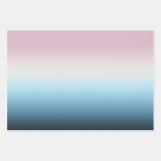 Pastel Pink & Blue Gradient Indigo Rose Ombre Geschenkpapier Set (Vorderseite 3)