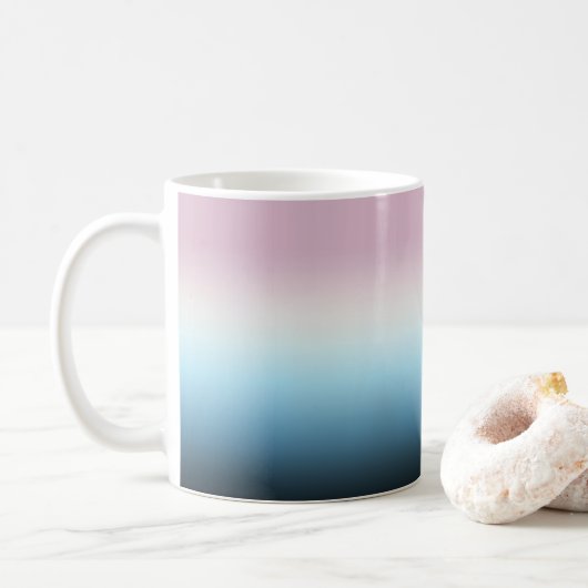Pastel Pink & Blue Gradient Indigo Rose Ombre Kaffeetasse (Mit Donut)