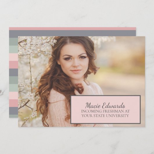 Pastel Pink Blue Green Foto CollegeTrunk Party Einladung (Vorne/Hinten)