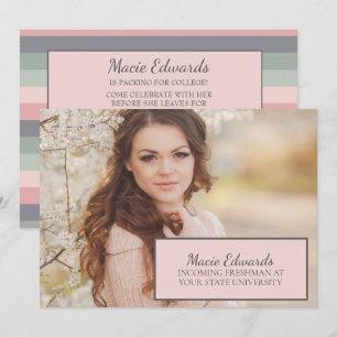 Pastel Pink Blue Green Foto CollegeTrunk Party Einladung