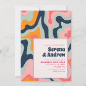 Pastel Pink Blue Groovy 70er Psychedelic Einladung (Vorderseite)