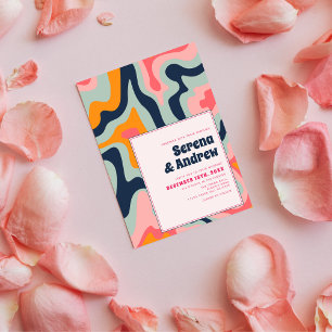 Pastel Pink Blue Groovy 70er Psychedelic Einladung