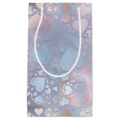 Pastel Pink Blue Heart Pattern Glossy Print Kleine Geschenktüte (Vorderseite)