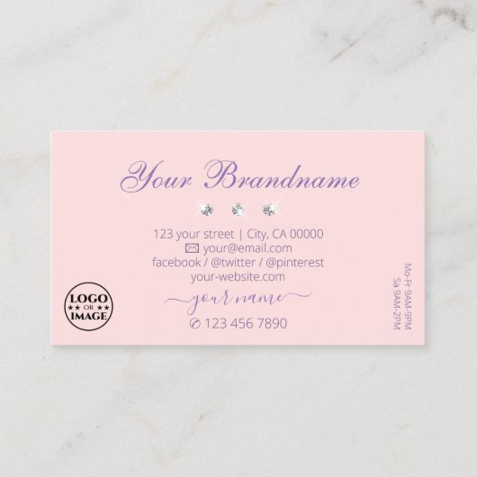 Pastel Pink Blue Ombre Sparkling Diamonds Logo hin Visitenkarte (Rückseite)