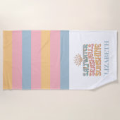 Pastel Pink Blue Orange Retro Coastal Individuelle Strandtuch (Vorderseite)