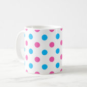 Pastel Pink Blue Polka Dot Pattern Kaffeetasse (Vorderseite Links)