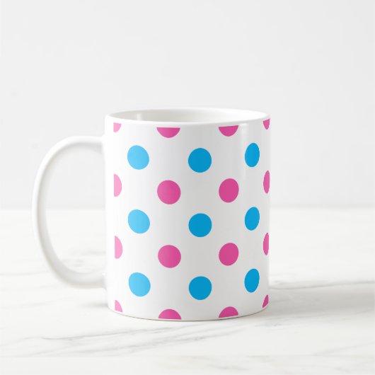 Pastel Pink Blue Polka Dot Pattern Kaffeetasse (Links)