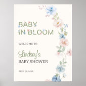Pastel Pink Blue Spring Baby in Bloom Baby Dusche Poster (Vorne)