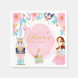 Pastel Pink Blue Vintag Nutcracker Babydusche Serviette