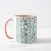 Pastel Pink Blue Watercolor Florals Gingham Tasse (Links)