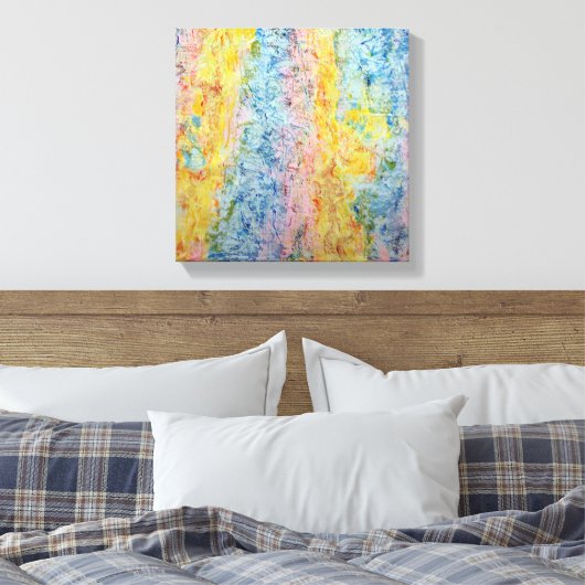 Pastel Pink Blue Yellow Textured Modern Abstract Leinwanddruck (Insitu (Schlafzimmer))