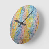 Pastel Pink Blue Yellow Textured Modern Abstract Runde Wanduhr (Winkel)