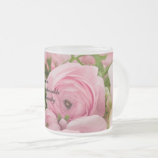 Pastel Pink Blume Bibel Verse Mattglastasse (VorderseiteRechts)