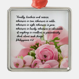 Pastel Pink Blume Bibel Verse Ornament Aus Metall