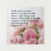 Pastel Pink Blume Bibel Verse Wandteppich (Vorderseite)