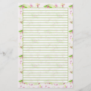 Pastel Pink Blume Blossom Frühling Grün Linken Briefpapier