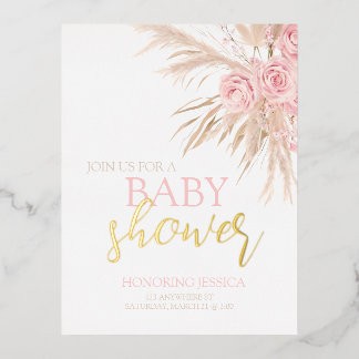 Pastel Pink Blume Kinderdusche einladen Folien Feiertagspostkarte